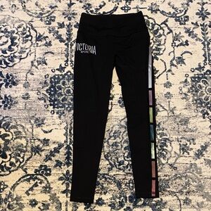 Victoria Sports Black Leggings with Colorful Side Stripe